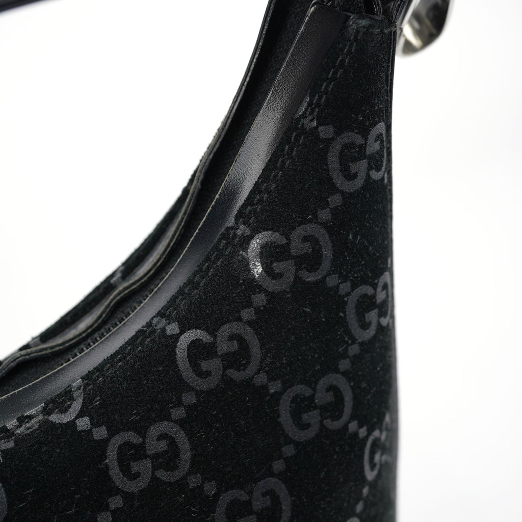 1997 Black GG Suede Shoulder Bag