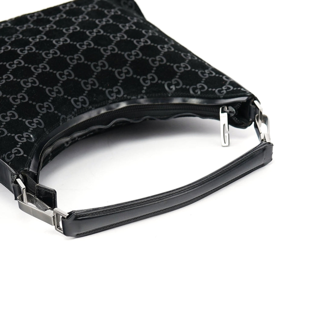 1997 Black GG Suede Shoulder Bag