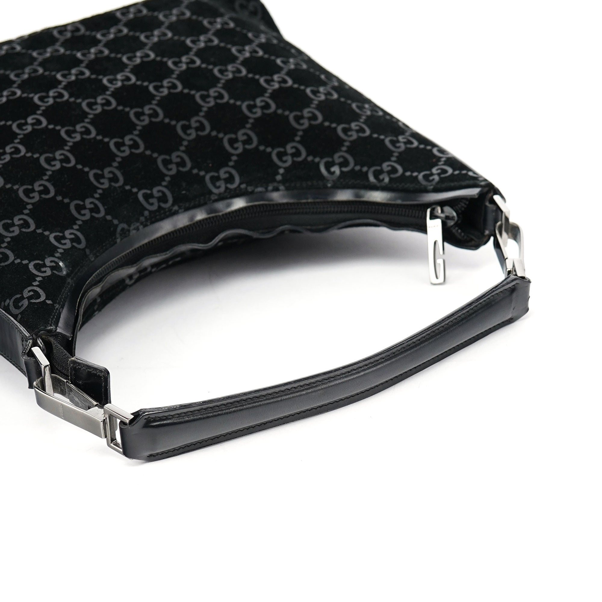 1997 Black GG Suede Shoulder Bag