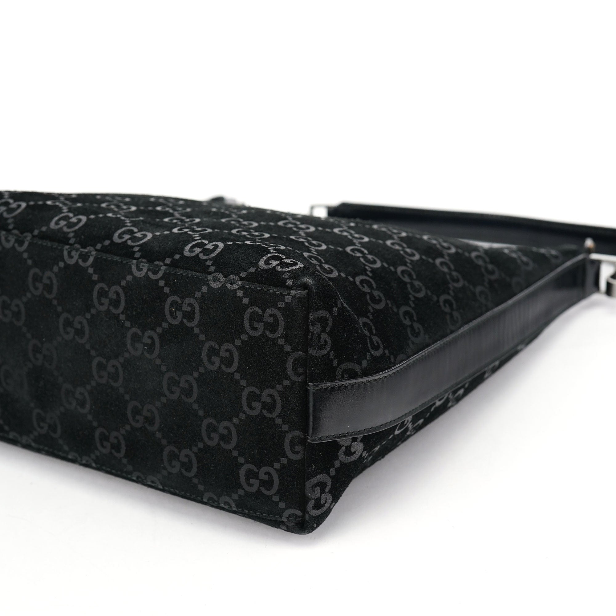 1997 Black GG Suede Shoulder Bag