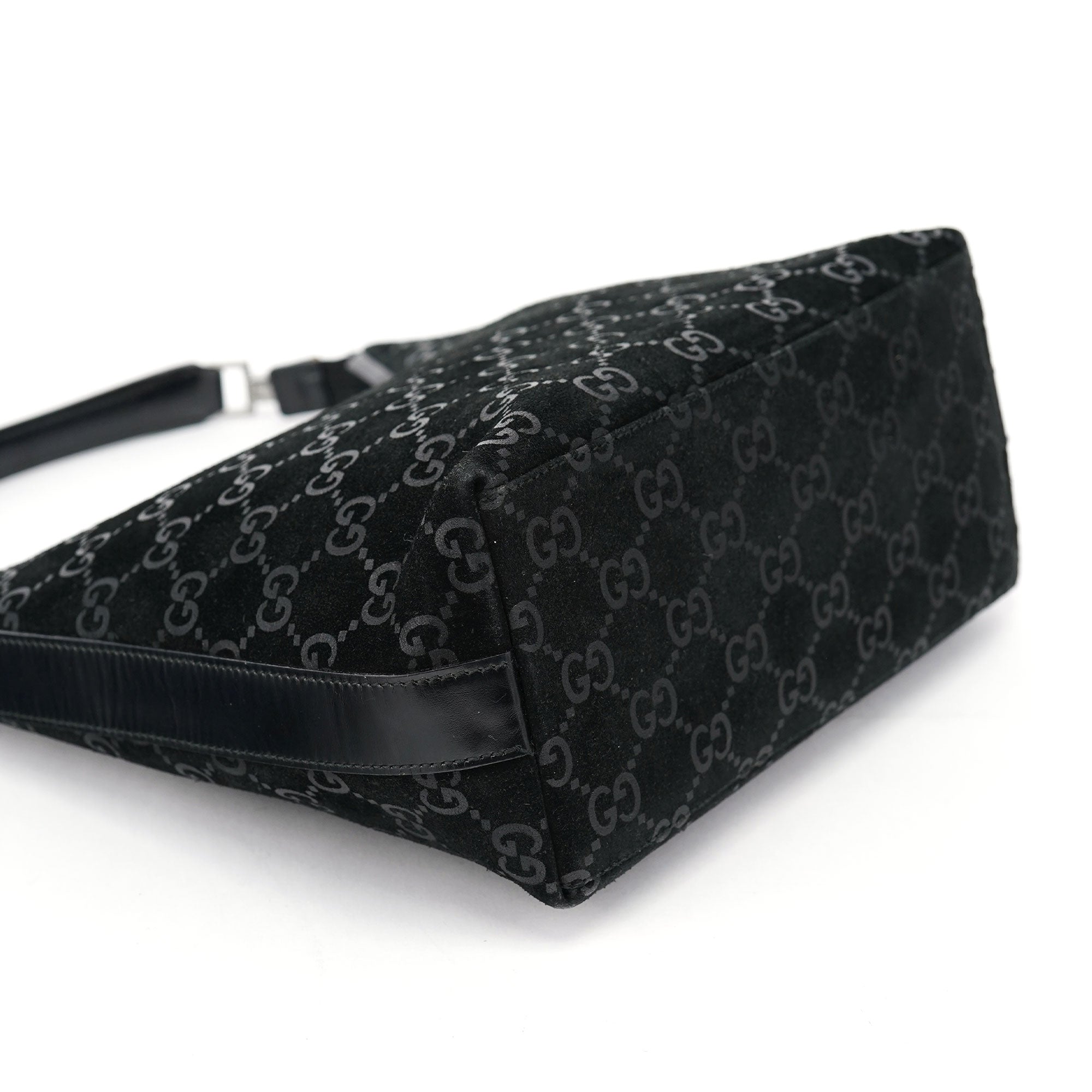 1997 Black GG Suede Shoulder Bag