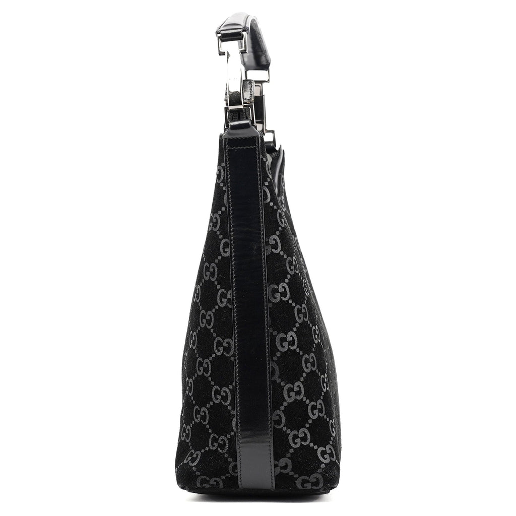 1997 Black GG Suede Shoulder Bag