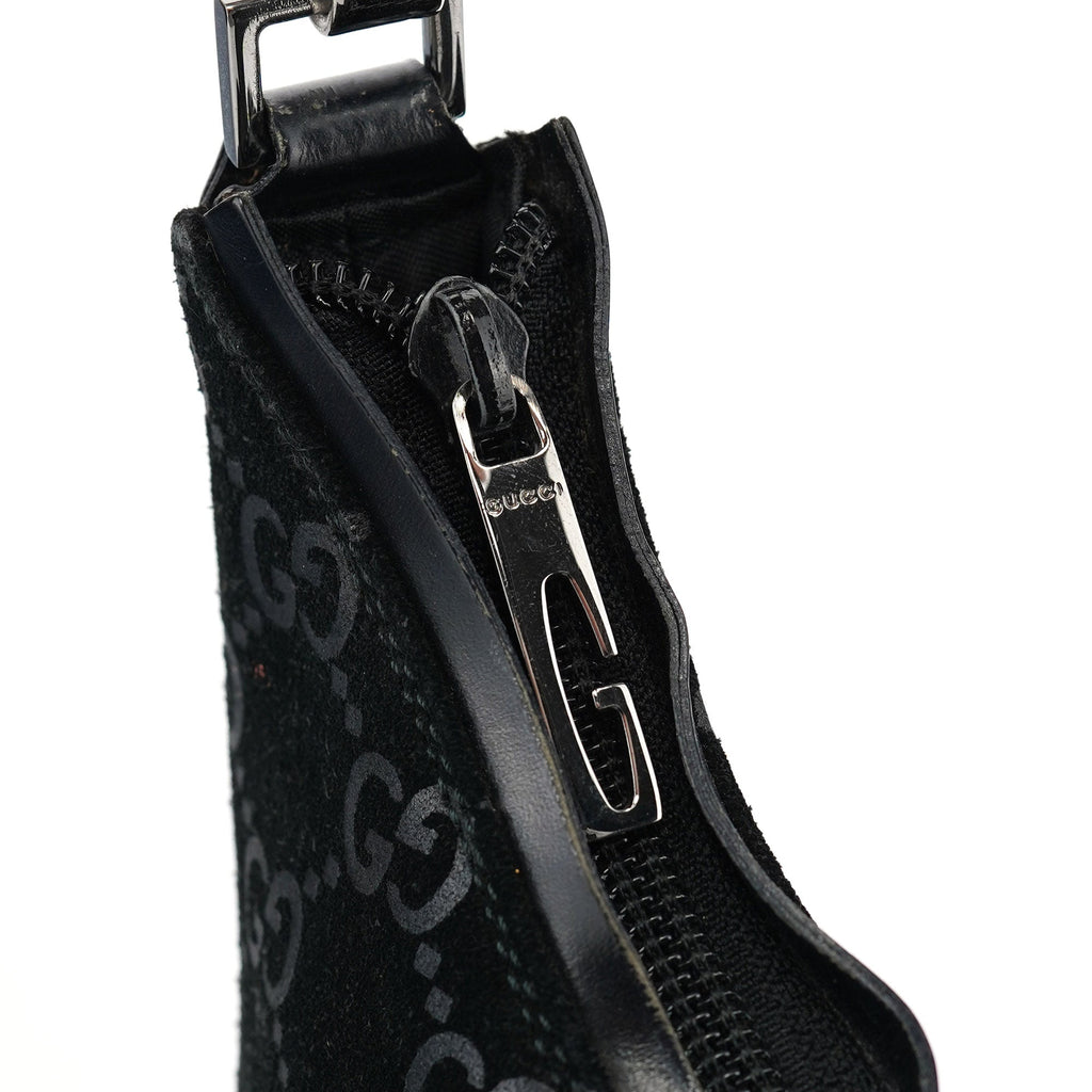 1997 Black GG Suede Shoulder Bag