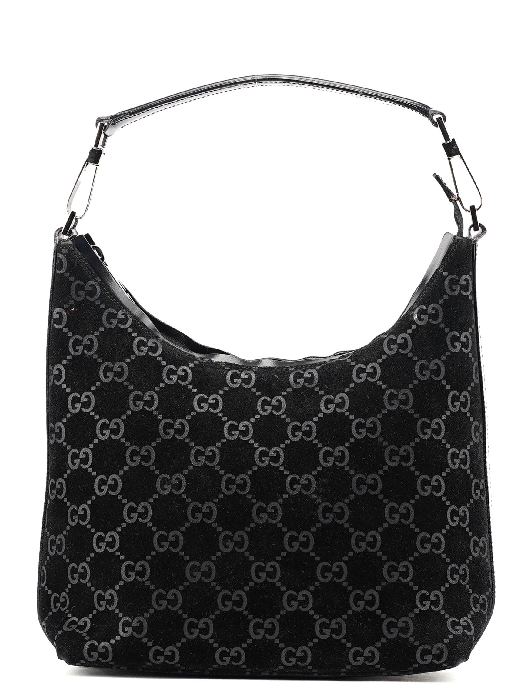 1997 Black GG Suede Shoulder Bag