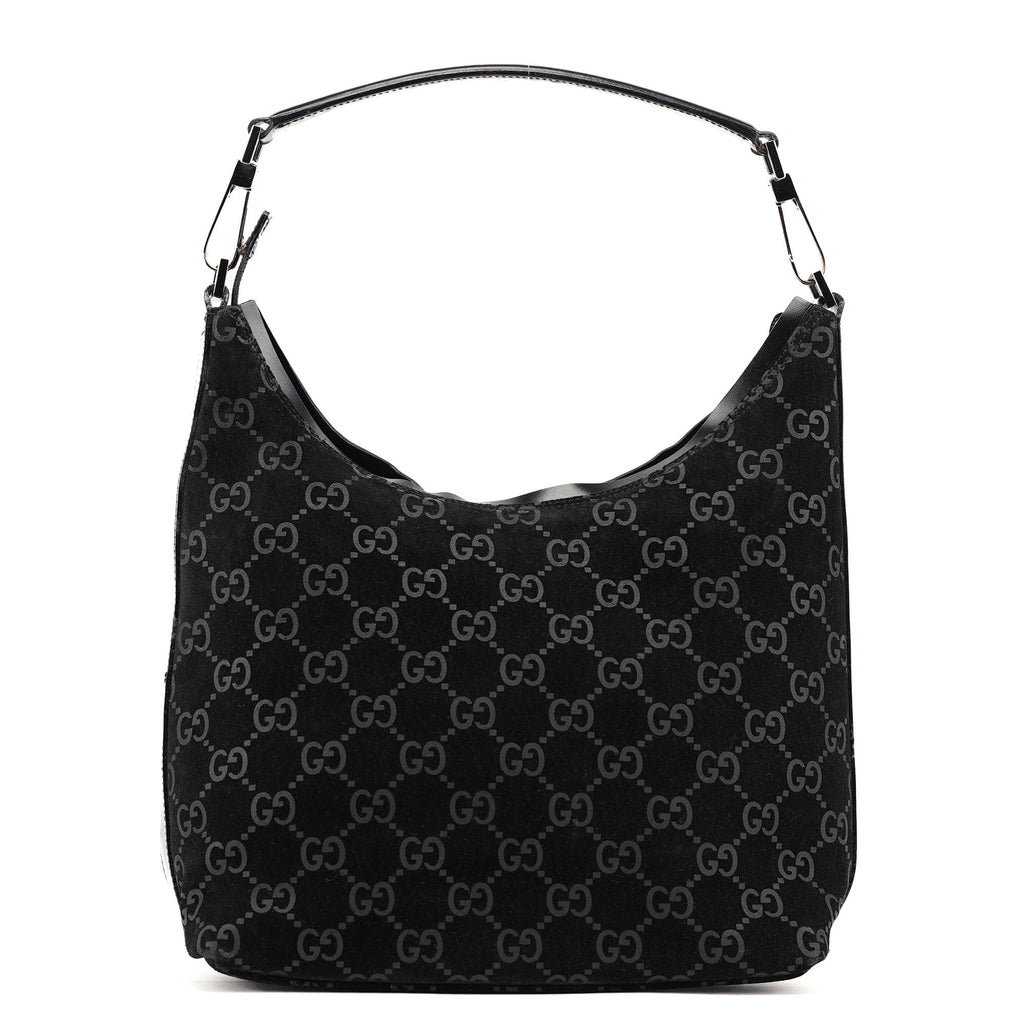 1997 Black GG Suede Shoulder Bag