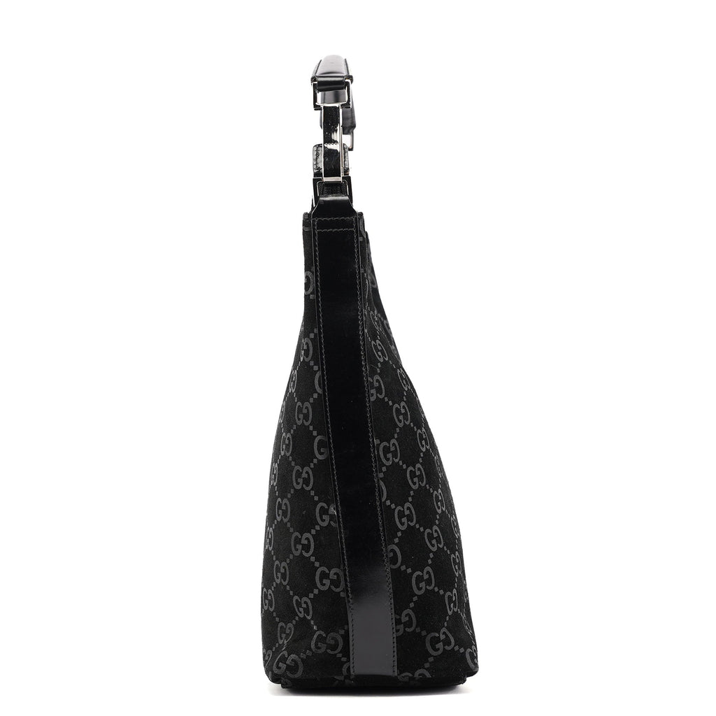 1997 Black GG Suede Shoulder Bag