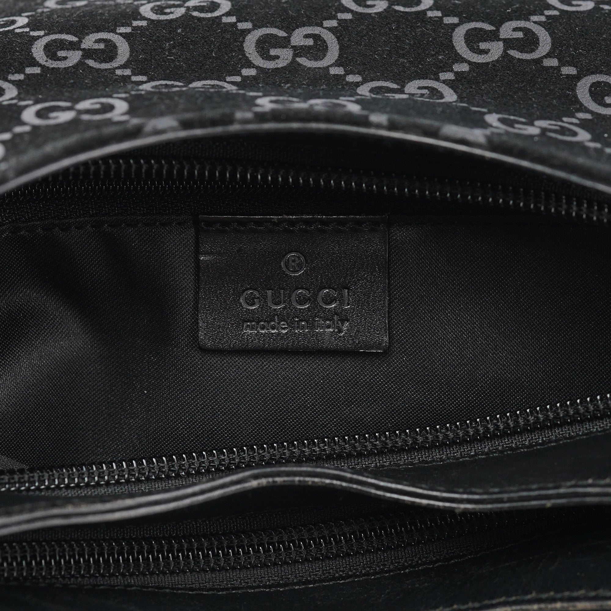 1997 Black GG Suede Shoulder Bag