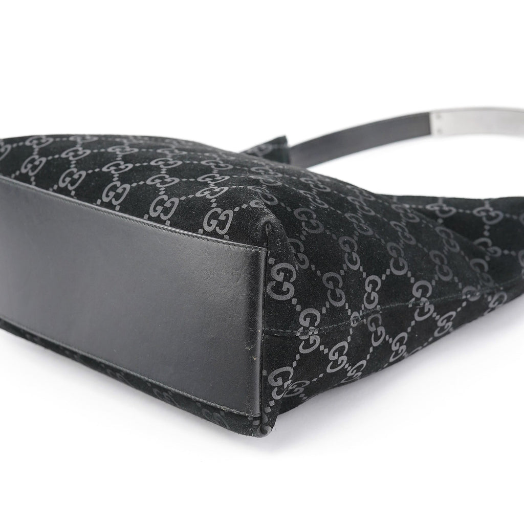 1997 Black GG Suede Shoulder Bag