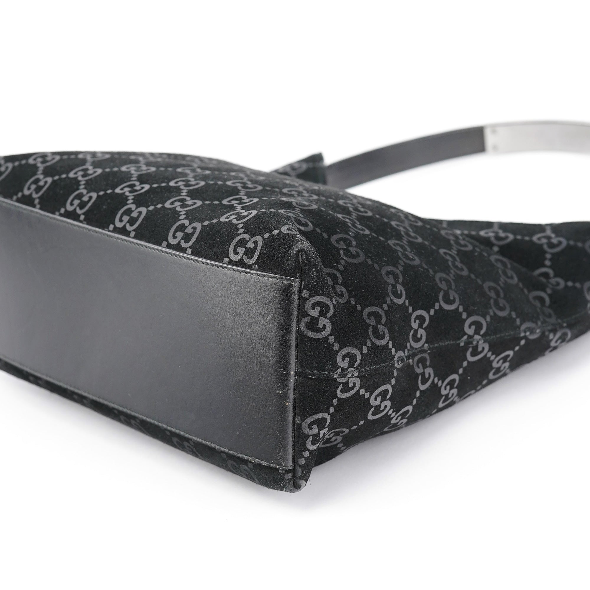1997 Black GG Suede Shoulder Bag