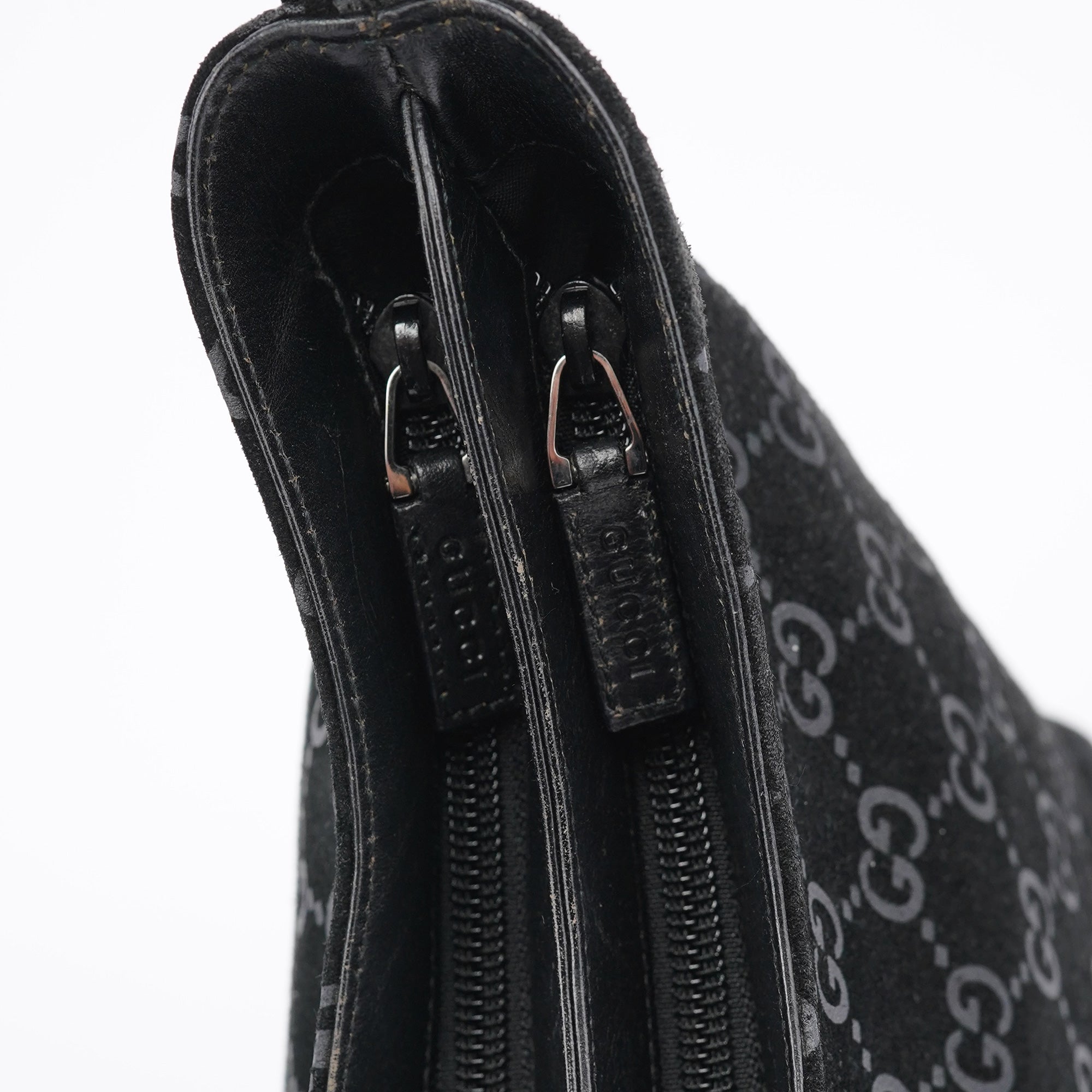 1997 Black GG Suede Shoulder Bag