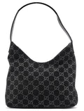 1997 Black GG Suede Shoulder Bag