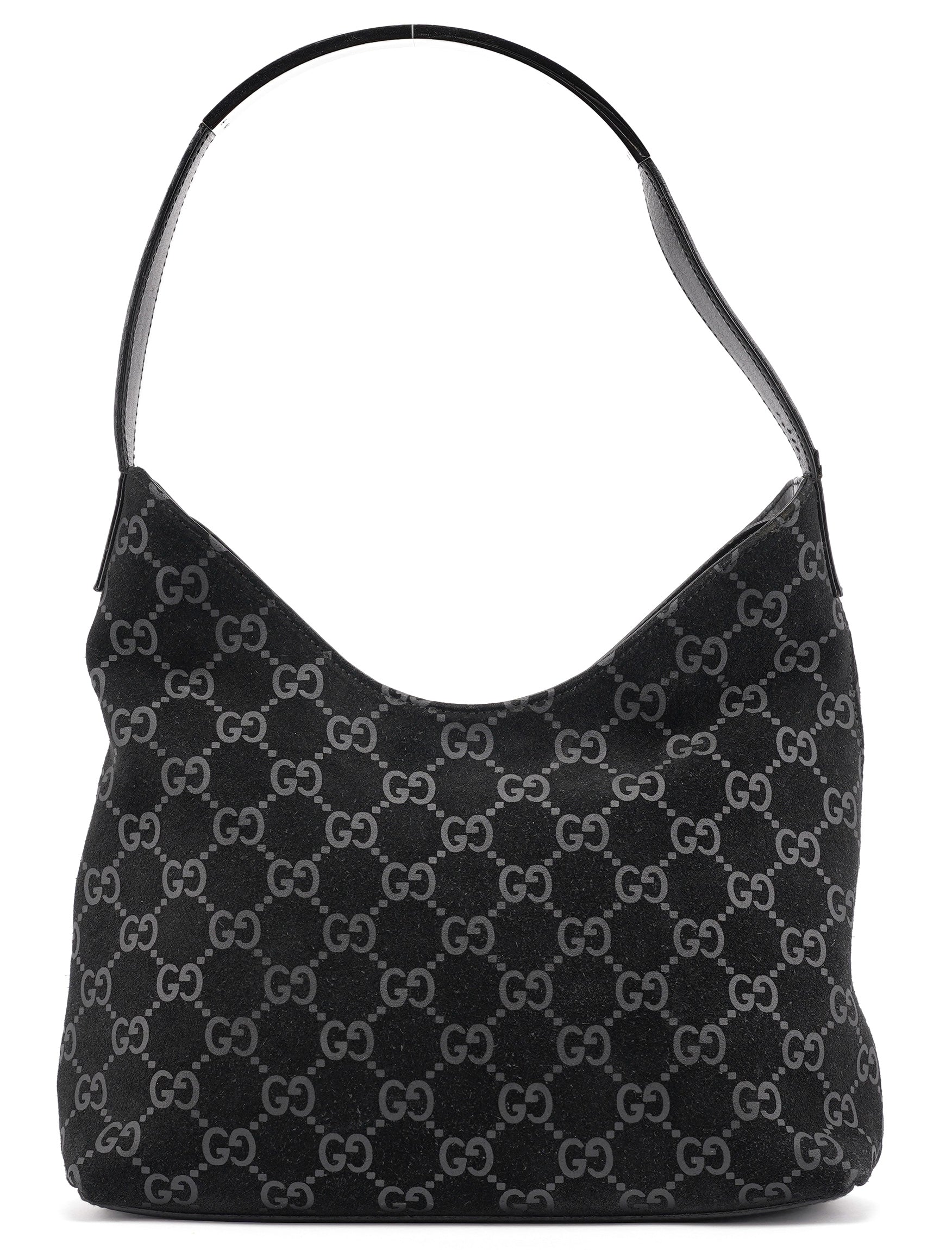 1997 Black GG Suede Shoulder Bag