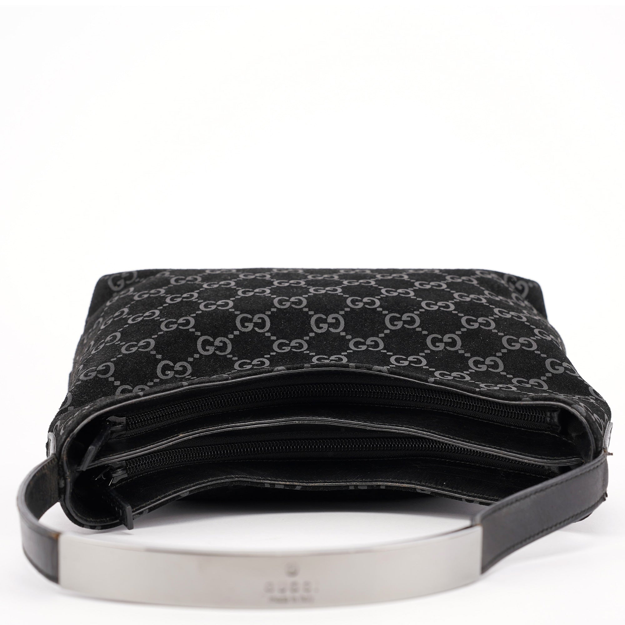 1997 Black GG Suede Shoulder Bag