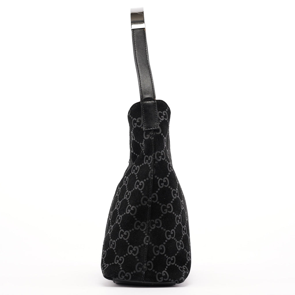 1997 Black GG Suede Shoulder Bag