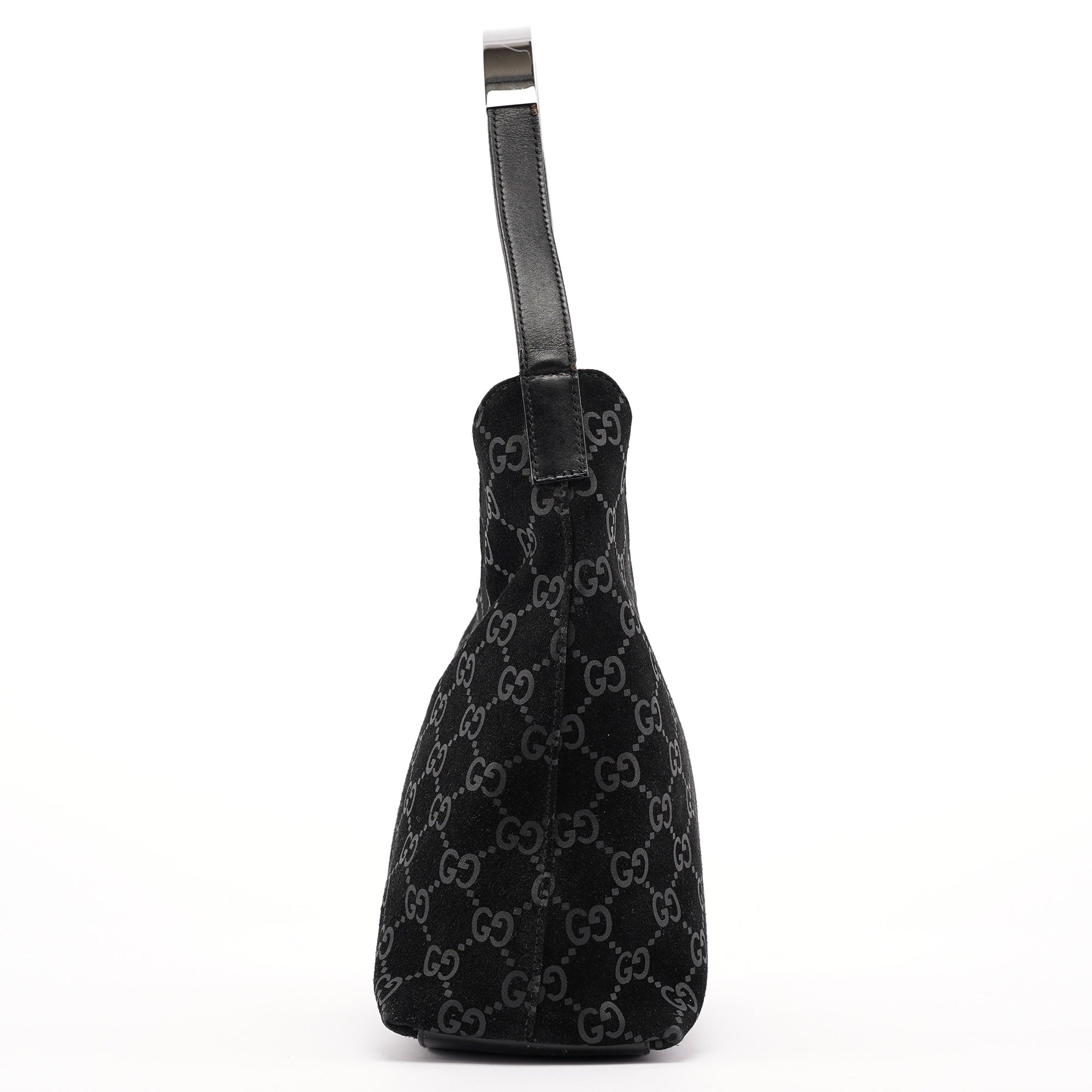 1997 Black GG Suede Shoulder Bag