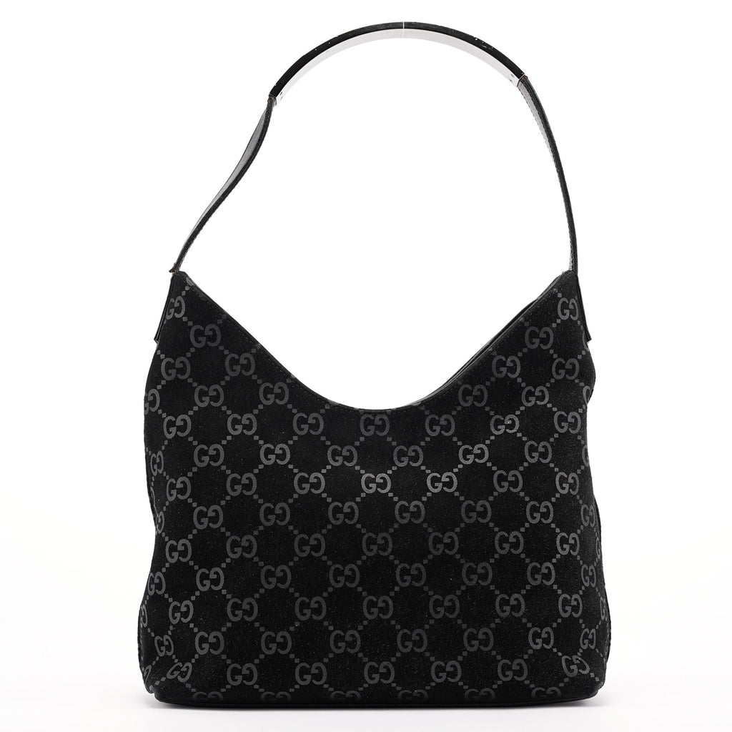 1997 Black GG Suede Shoulder Bag