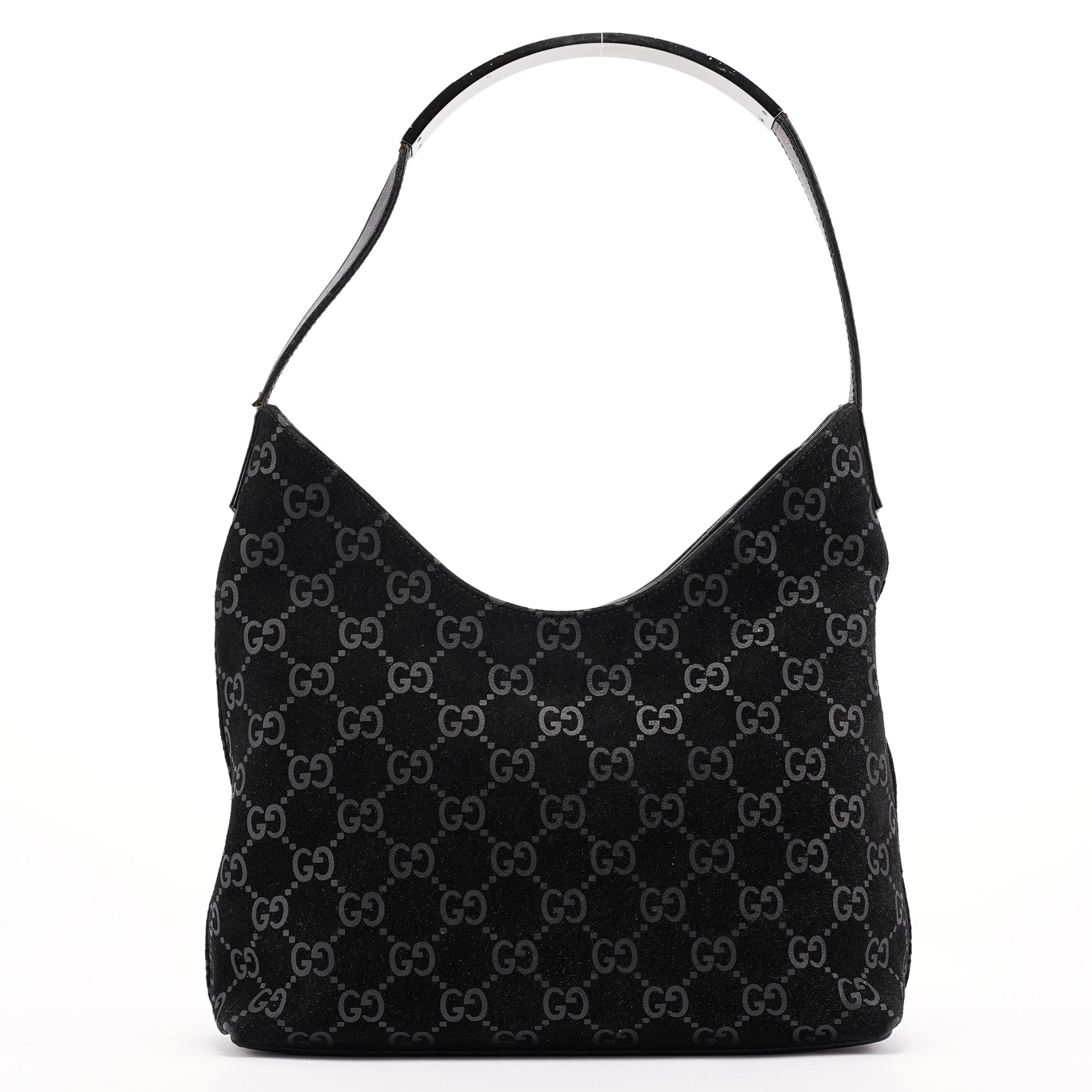 1997 Black GG Suede Shoulder Bag