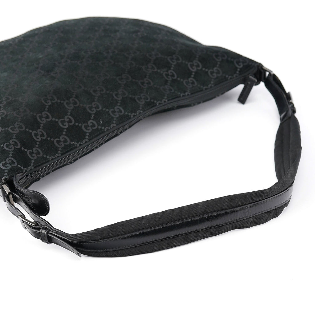 1997 Black GG Suede Shoulder Bag