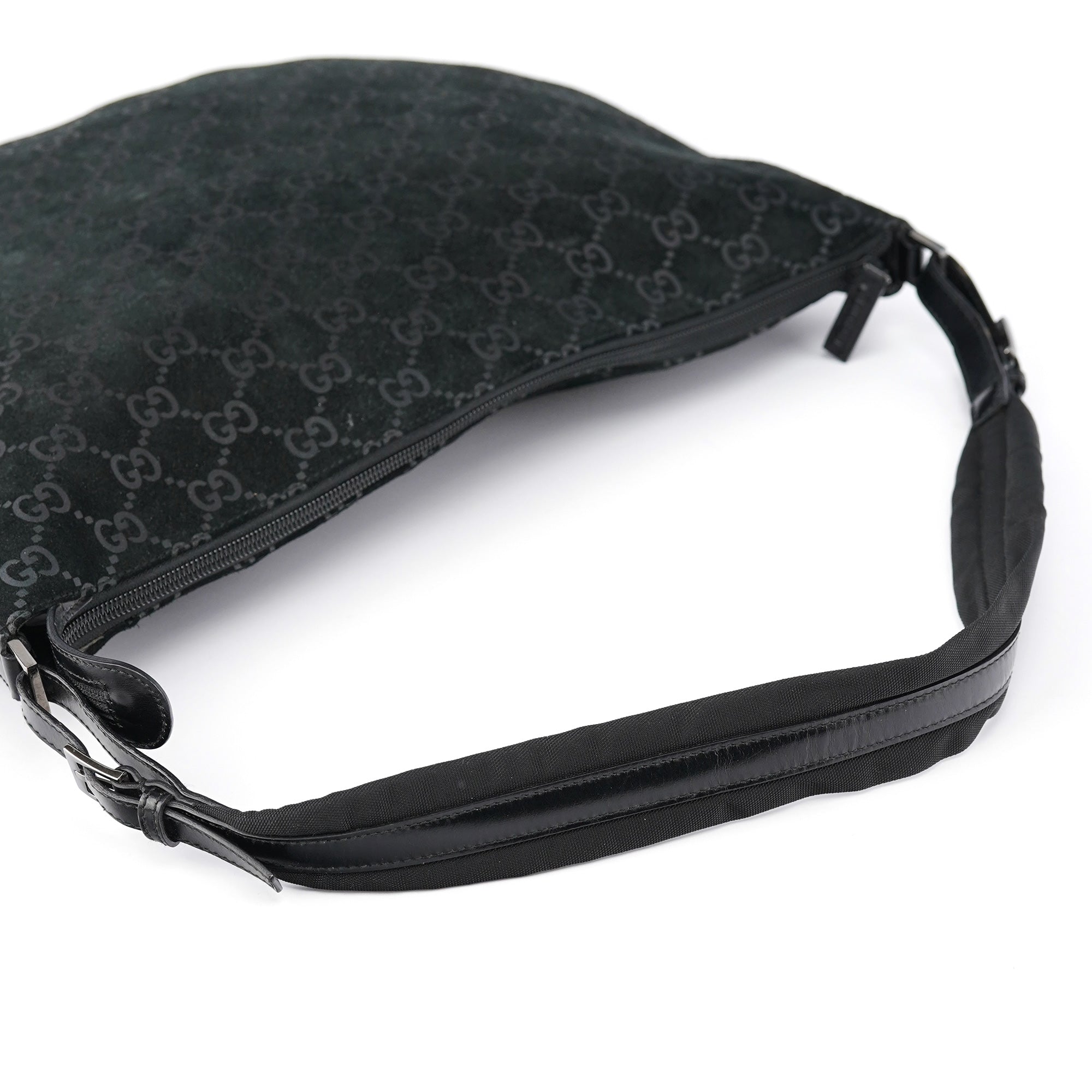 1997 Black GG Suede Shoulder Bag
