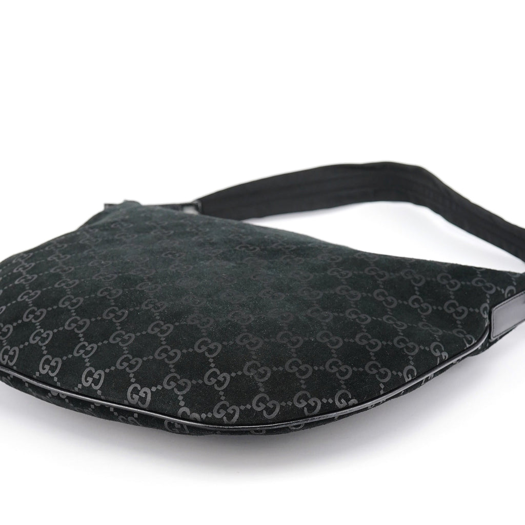 1997 Black GG Suede Shoulder Bag