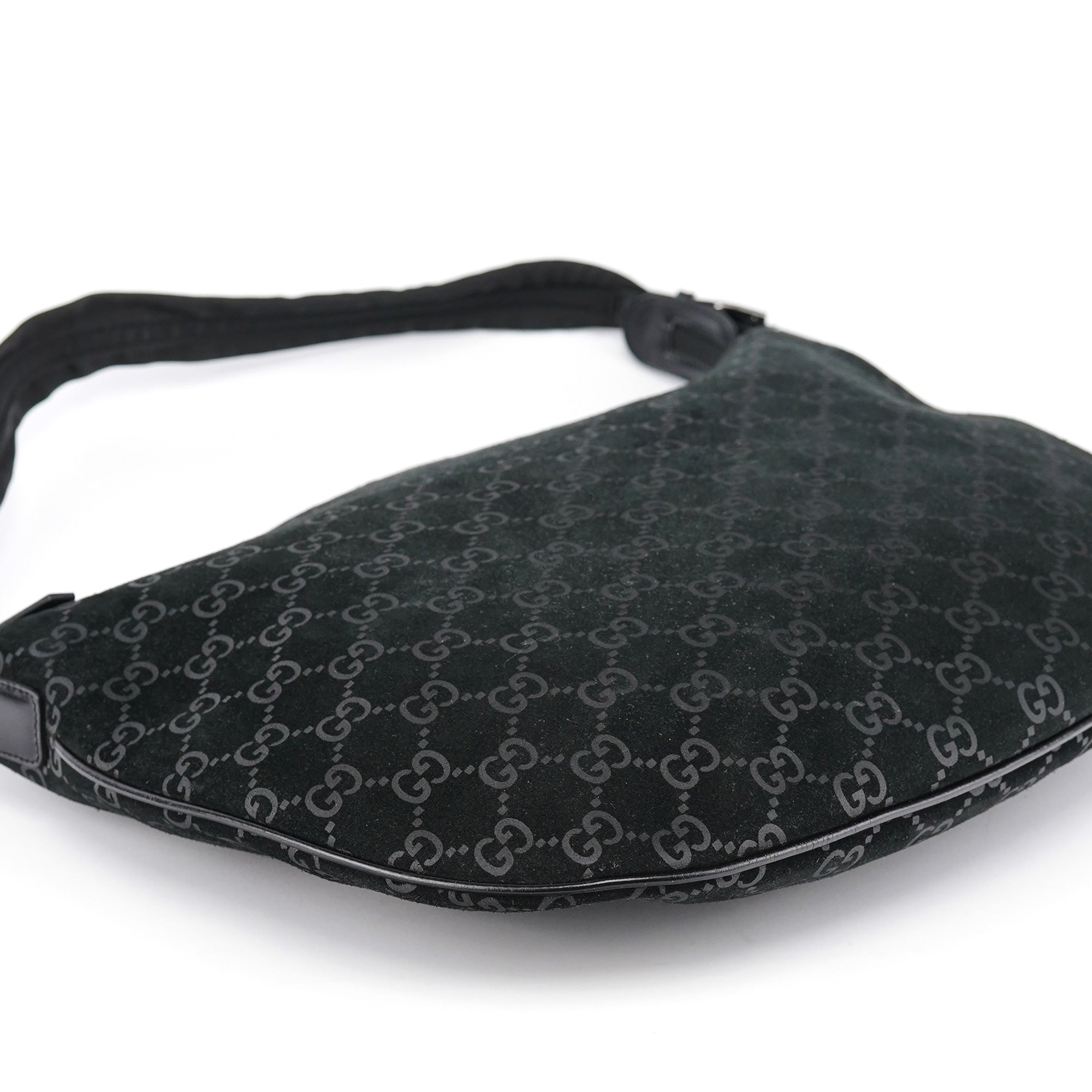 1997 Black GG Suede Shoulder Bag