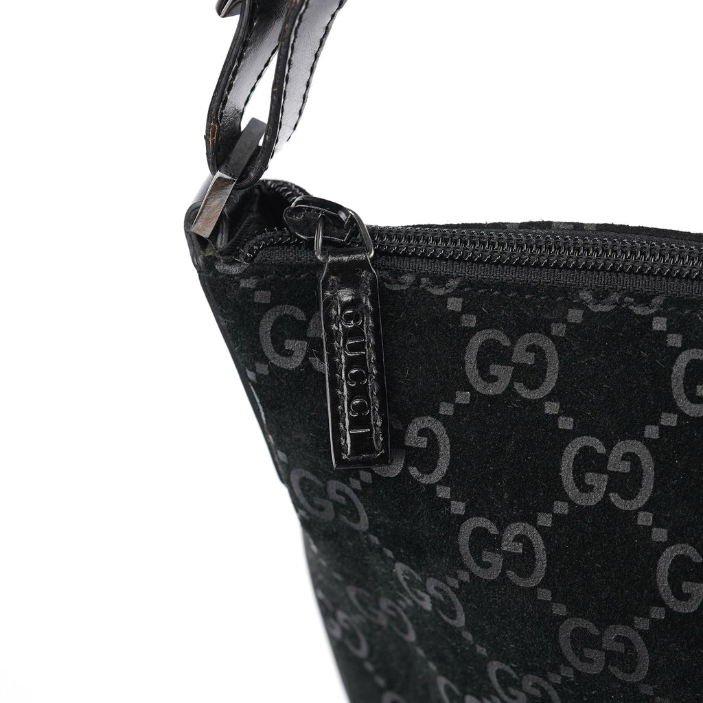 1997 Black GG Suede Shoulder Bag