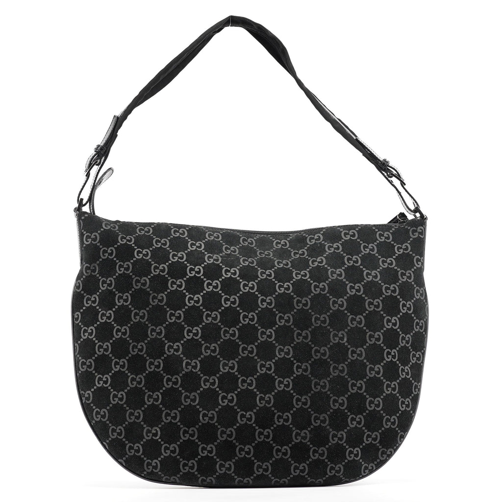 1997 Black GG Suede Shoulder Bag