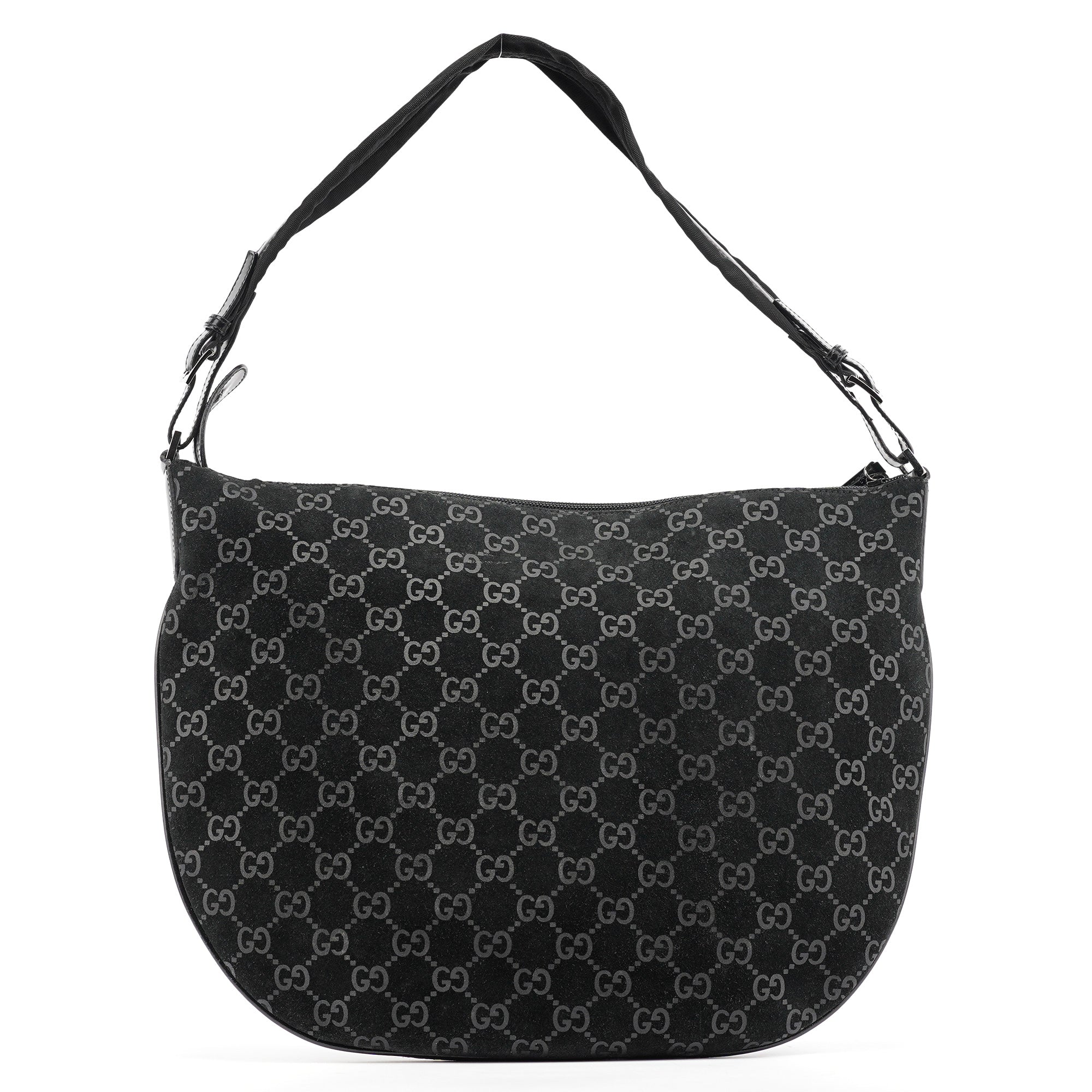 1997 Black GG Suede Shoulder Bag