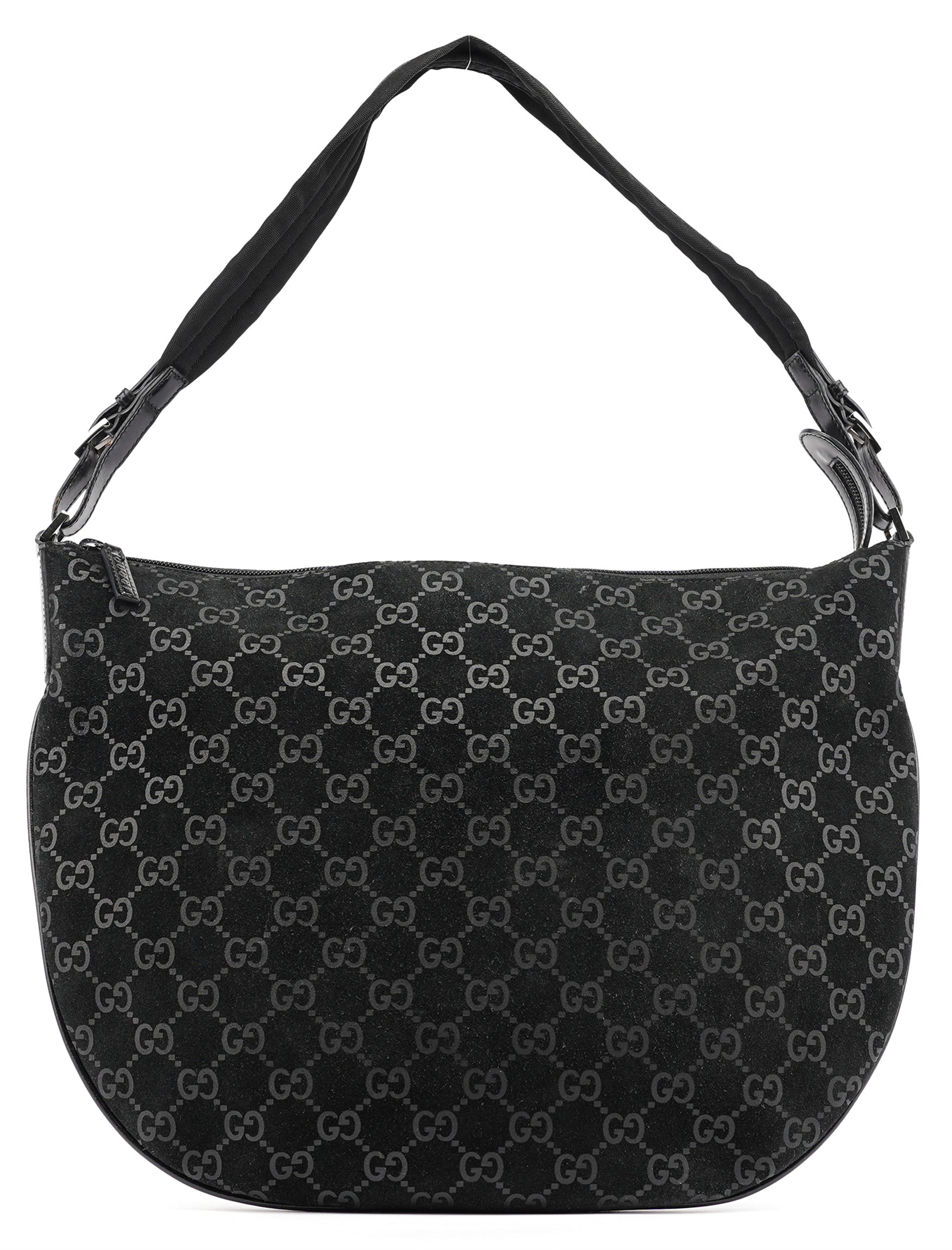 1997 Black GG Suede Shoulder Bag