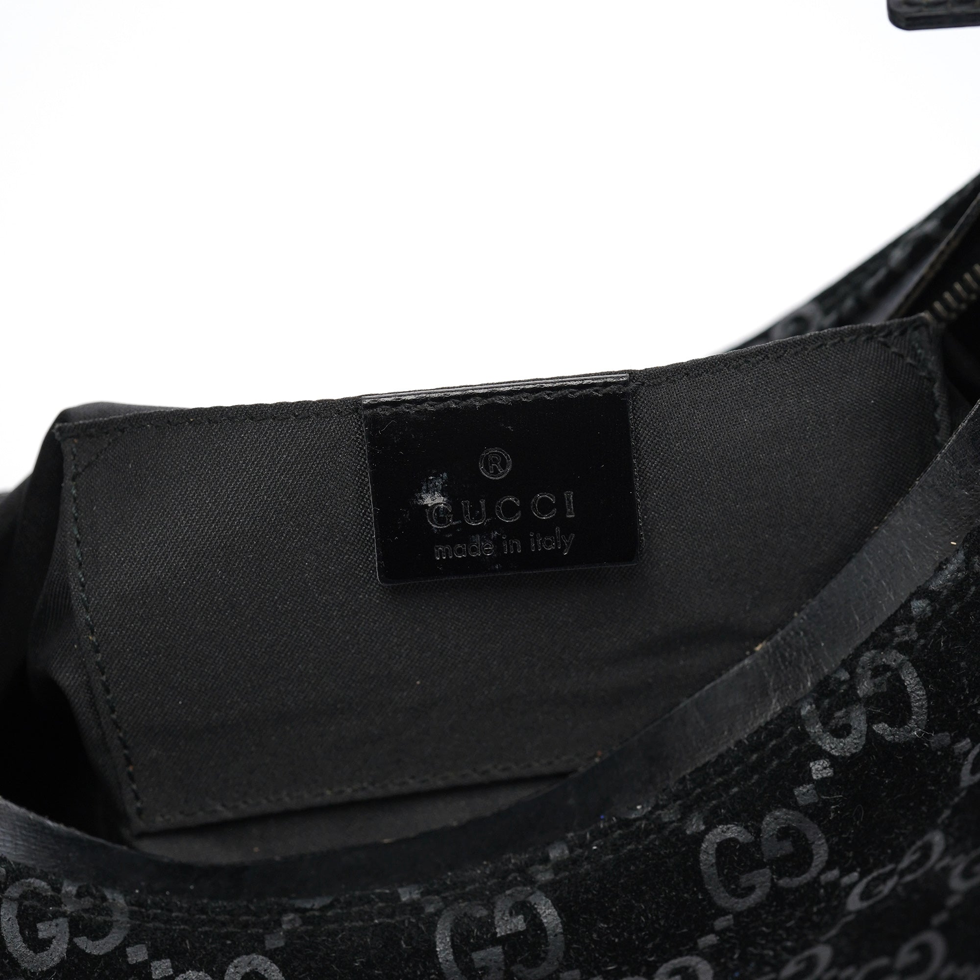 1997 Black GG Suede Shoulder Bag