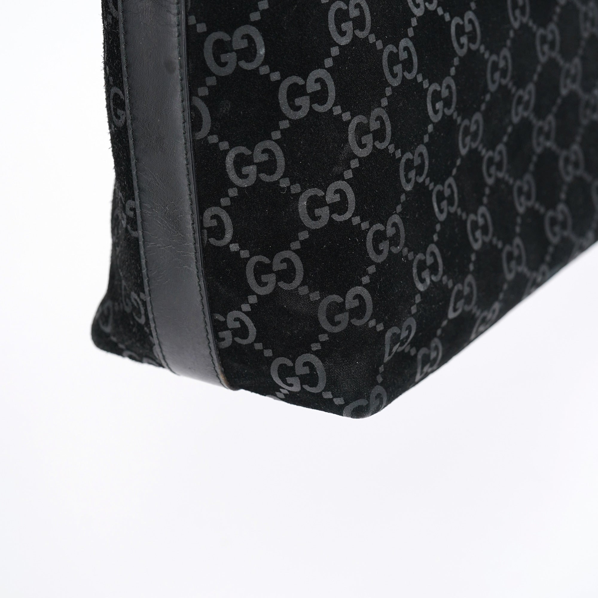 1997 Black GG Suede Shoulder Bag