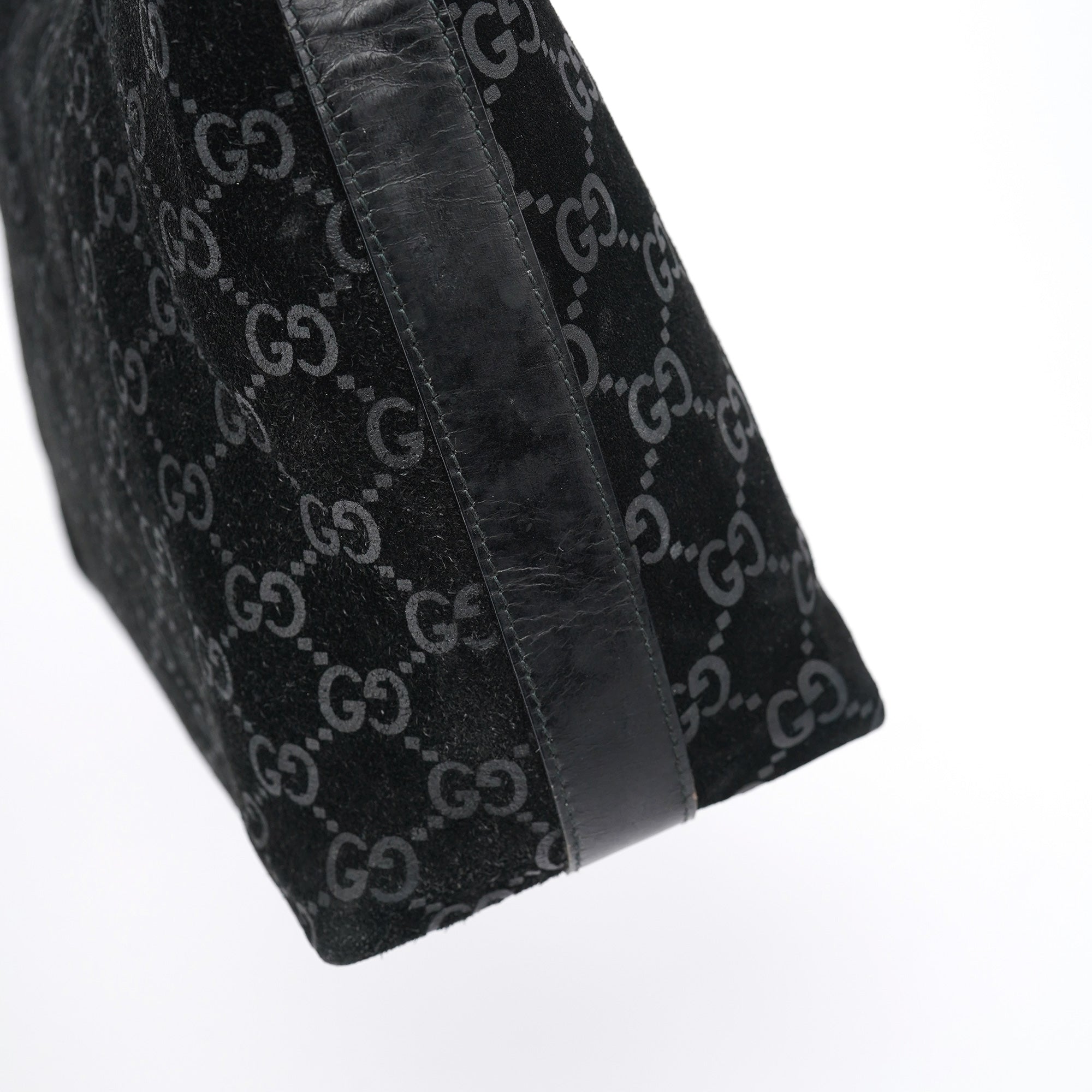 1997 Black GG Suede Shoulder Bag
