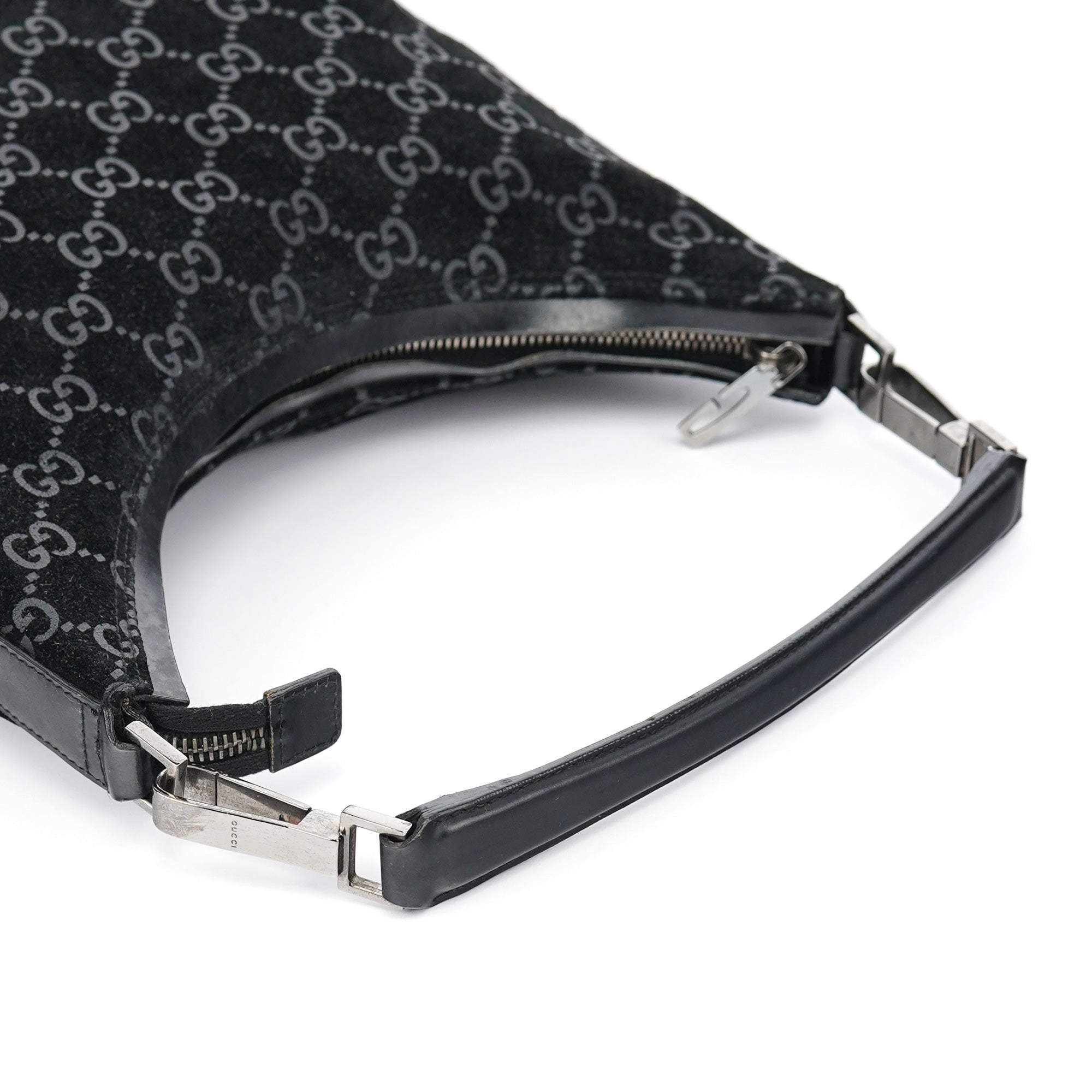 1997 Black GG Suede Shoulder Bag