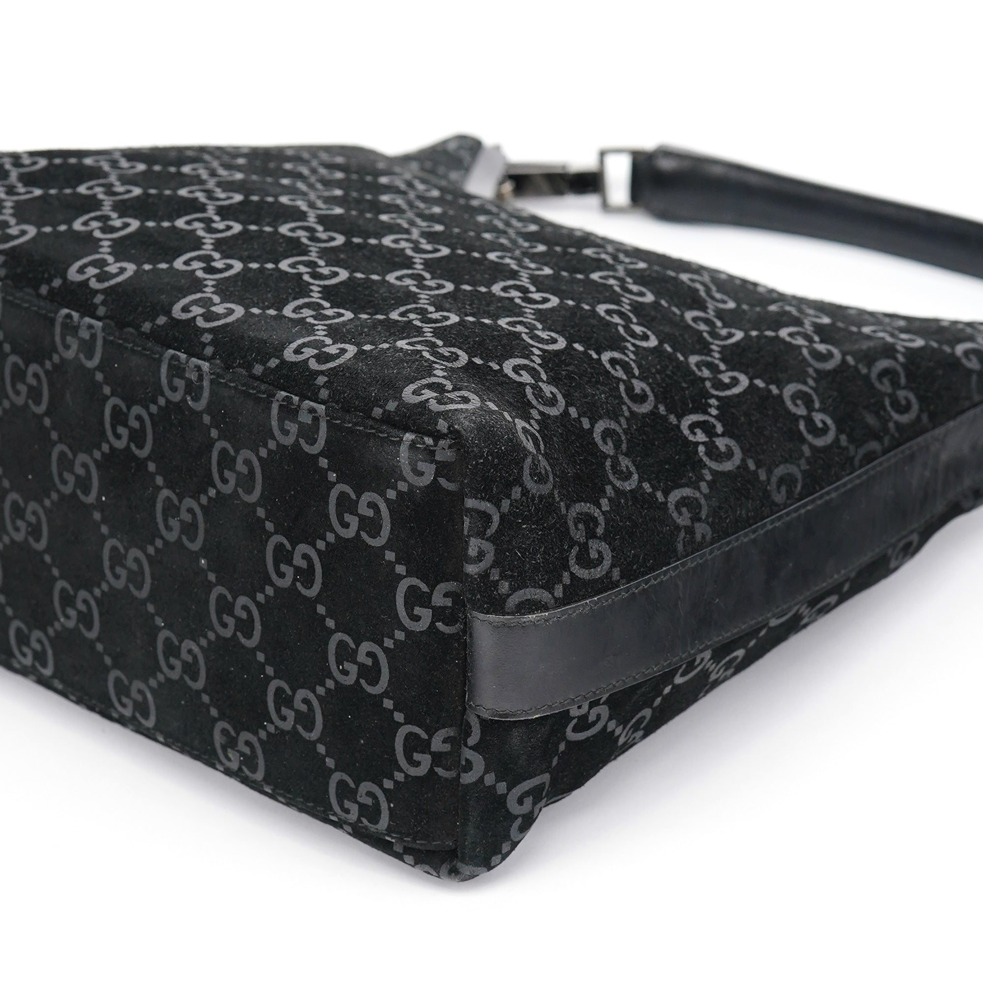 1997 Black GG Suede Shoulder Bag