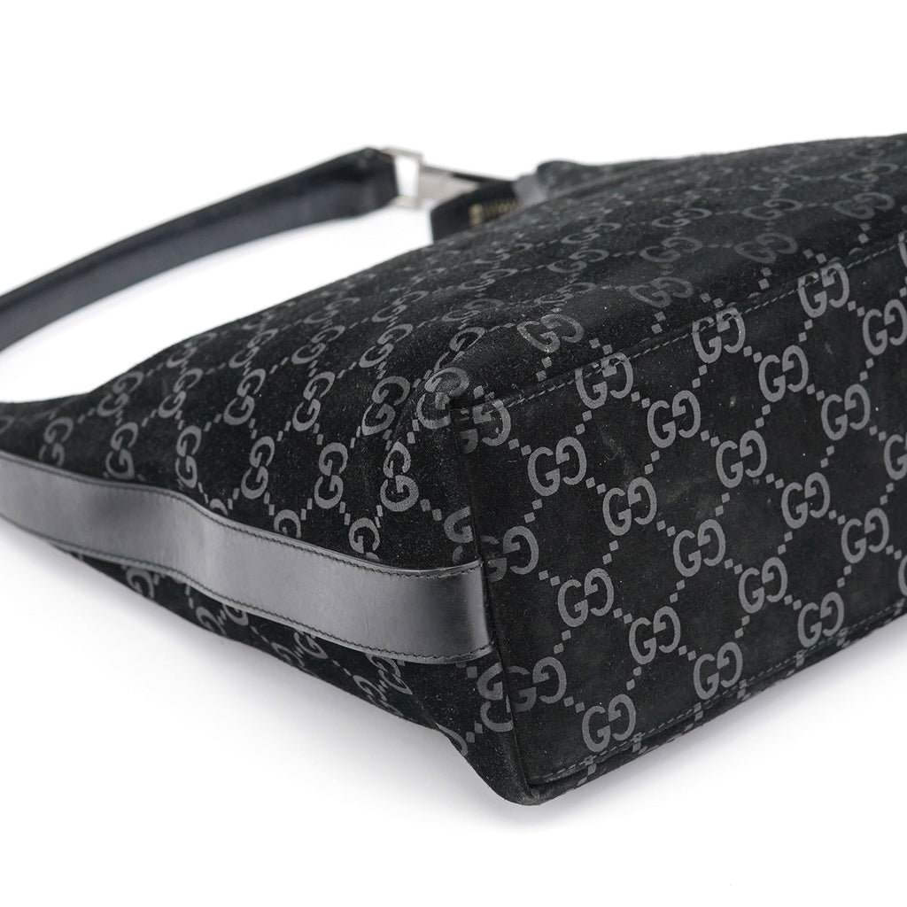 1997 Black GG Suede Shoulder Bag