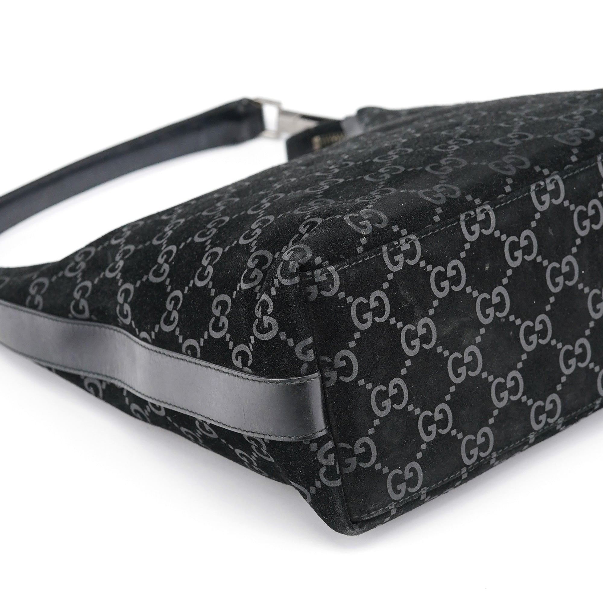 1997 Black GG Suede Shoulder Bag