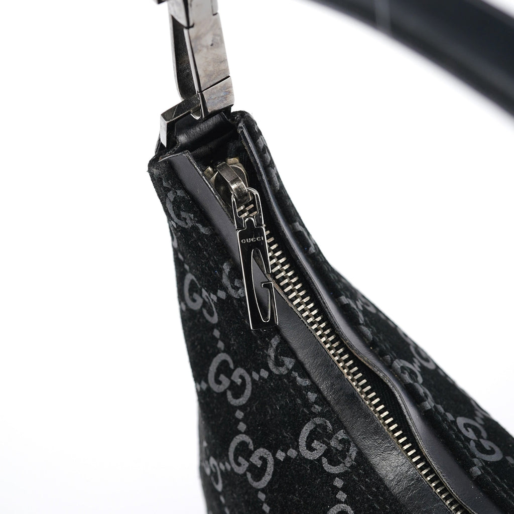 1997 Black GG Suede Shoulder Bag