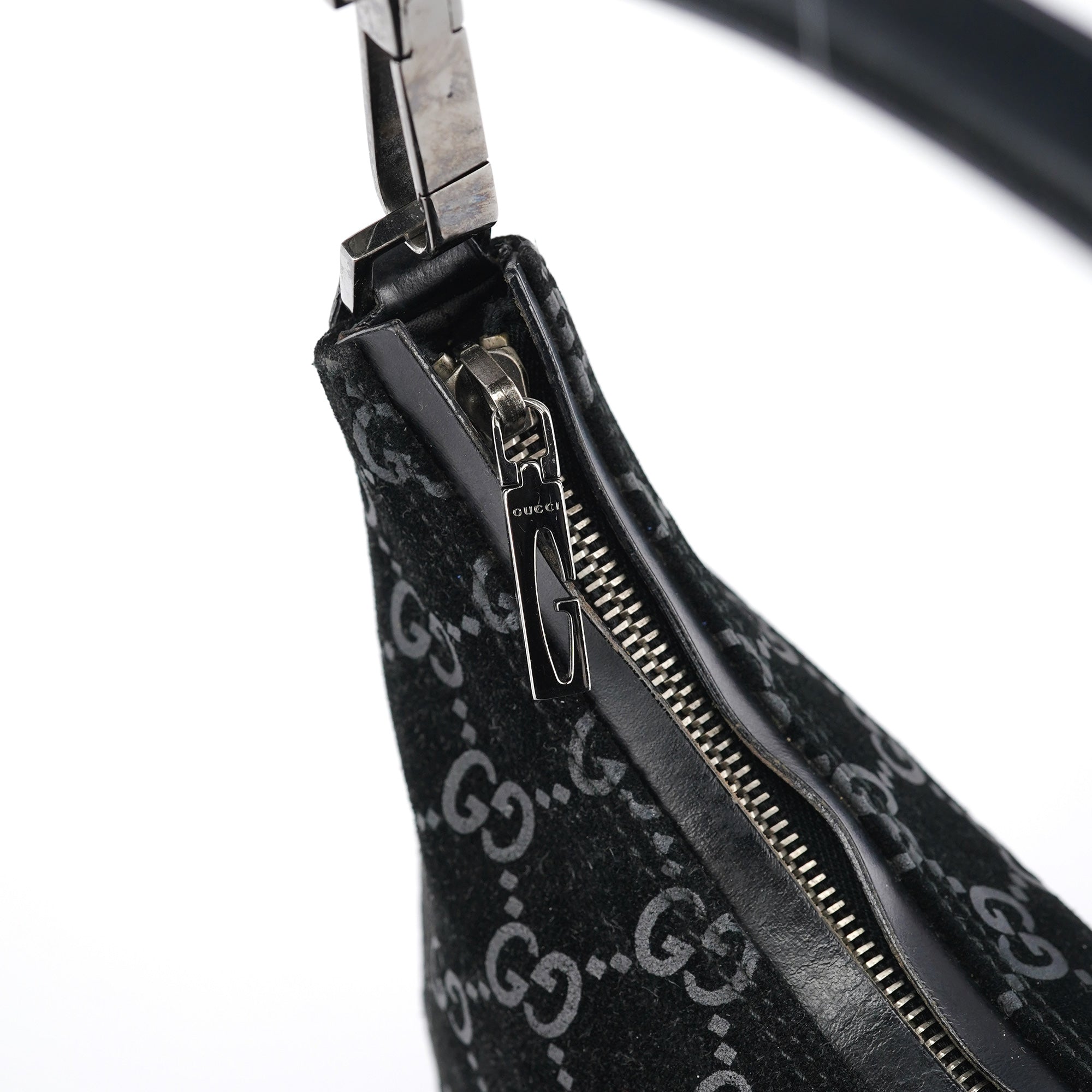 1997 Black GG Suede Shoulder Bag