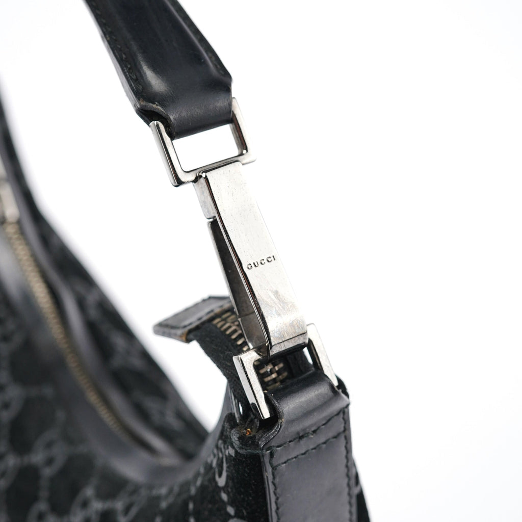 1997 Black GG Suede Shoulder Bag