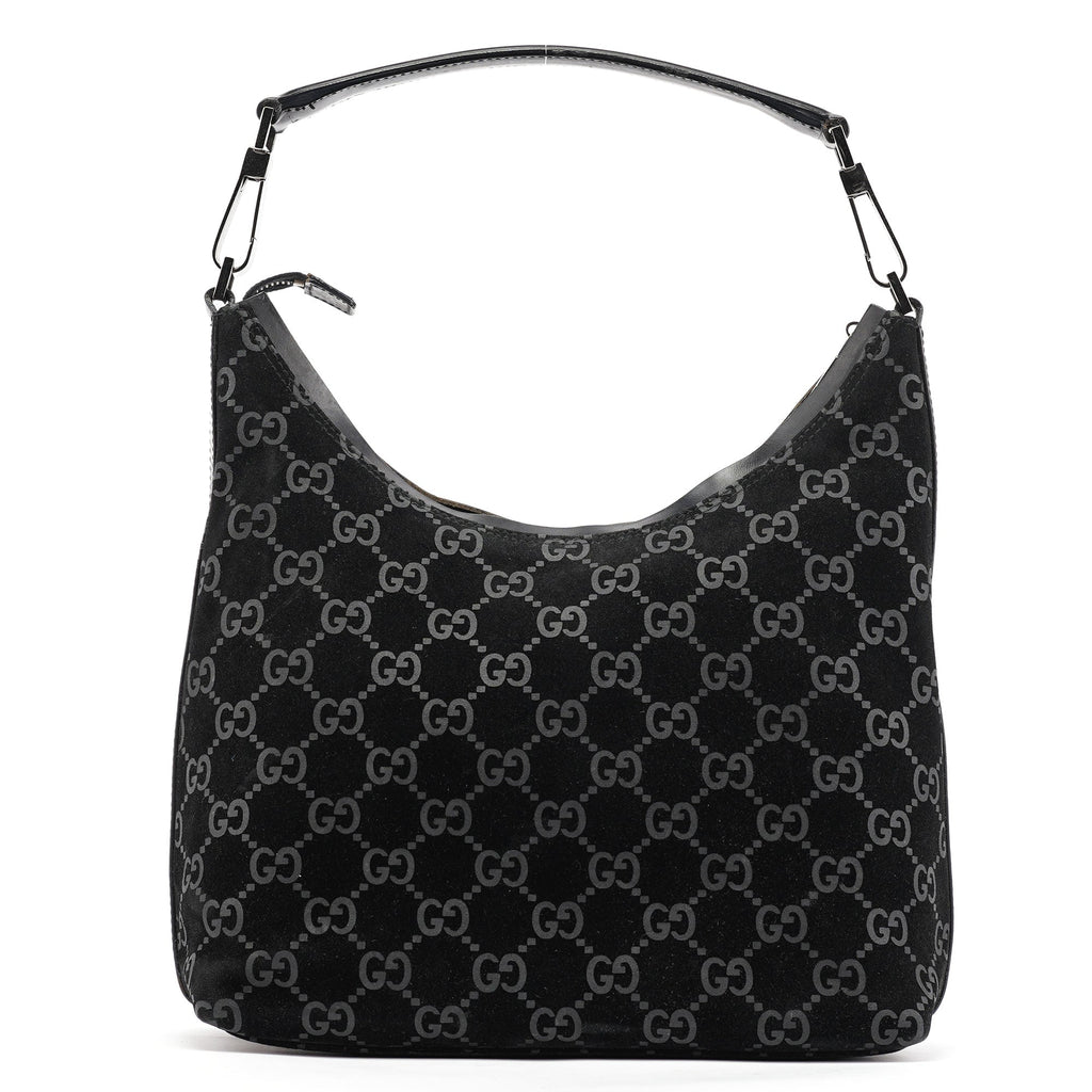 1997 Black GG Suede Shoulder Bag