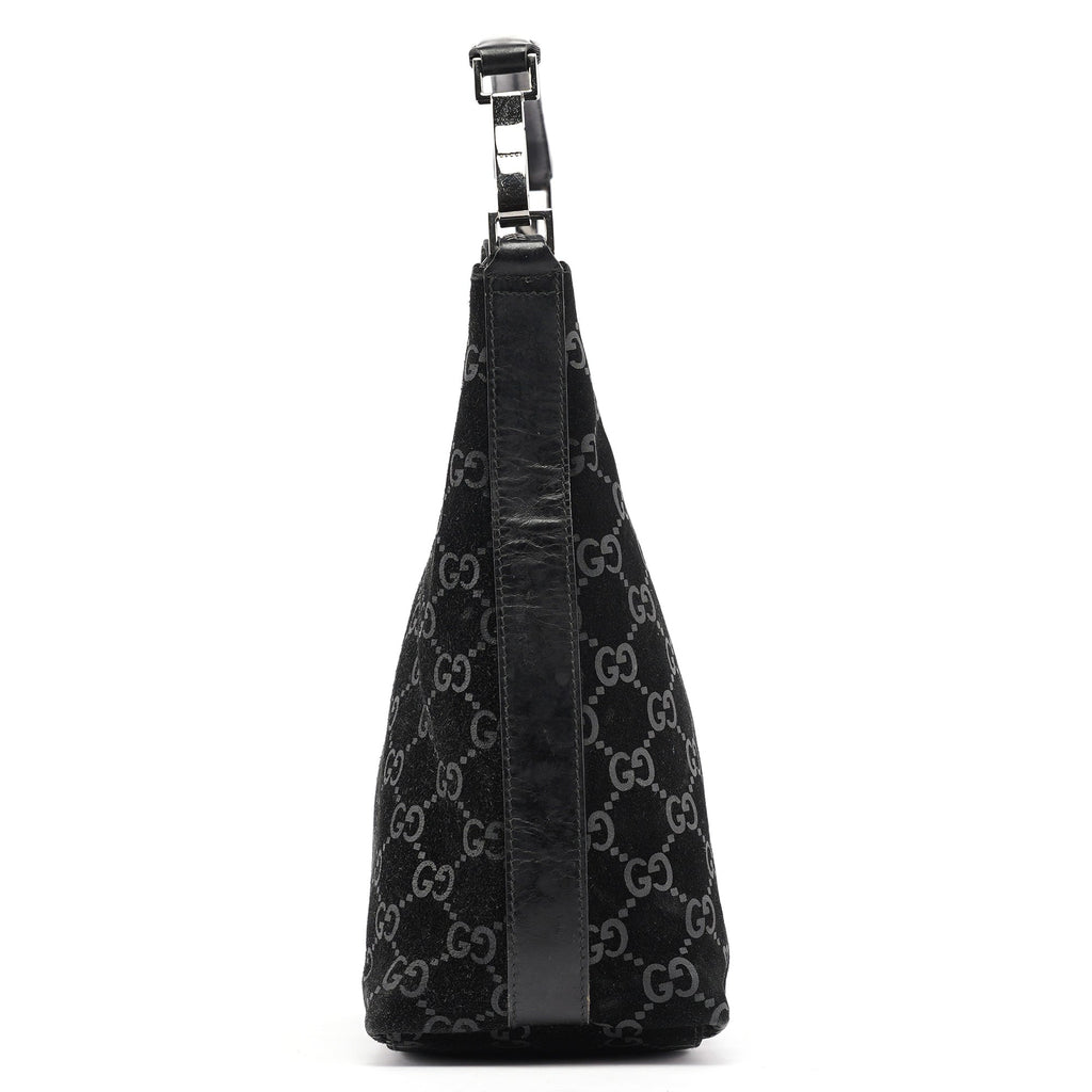 1997 Black GG Suede Shoulder Bag