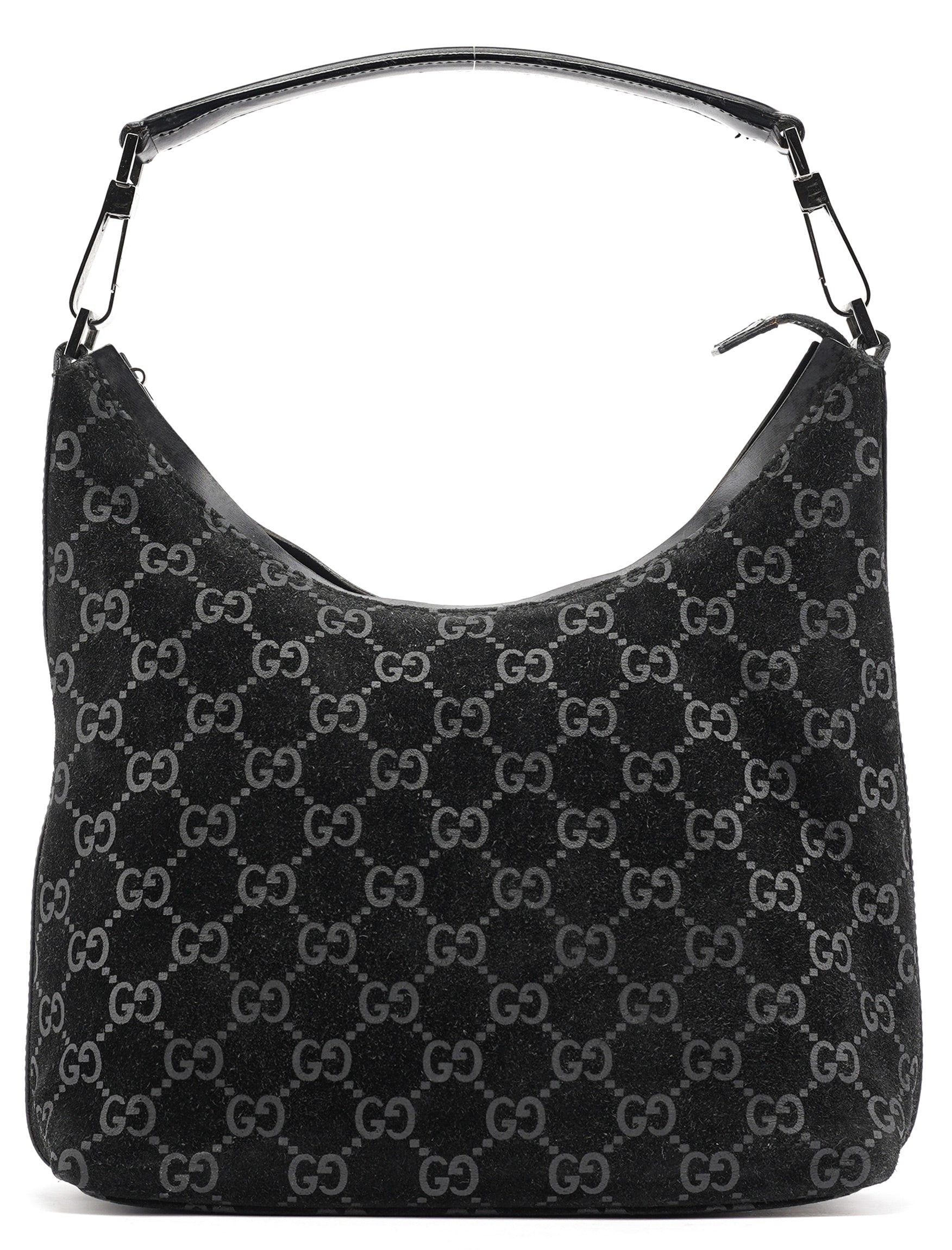 1997 Black GG Suede Shoulder Bag