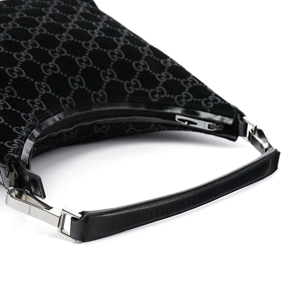 1997 Black GG Suede Shoulder Bag