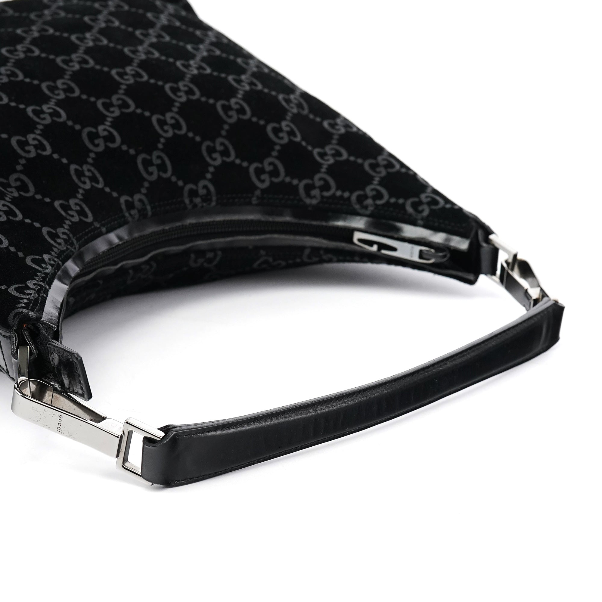 1997 Black GG Suede Shoulder Bag