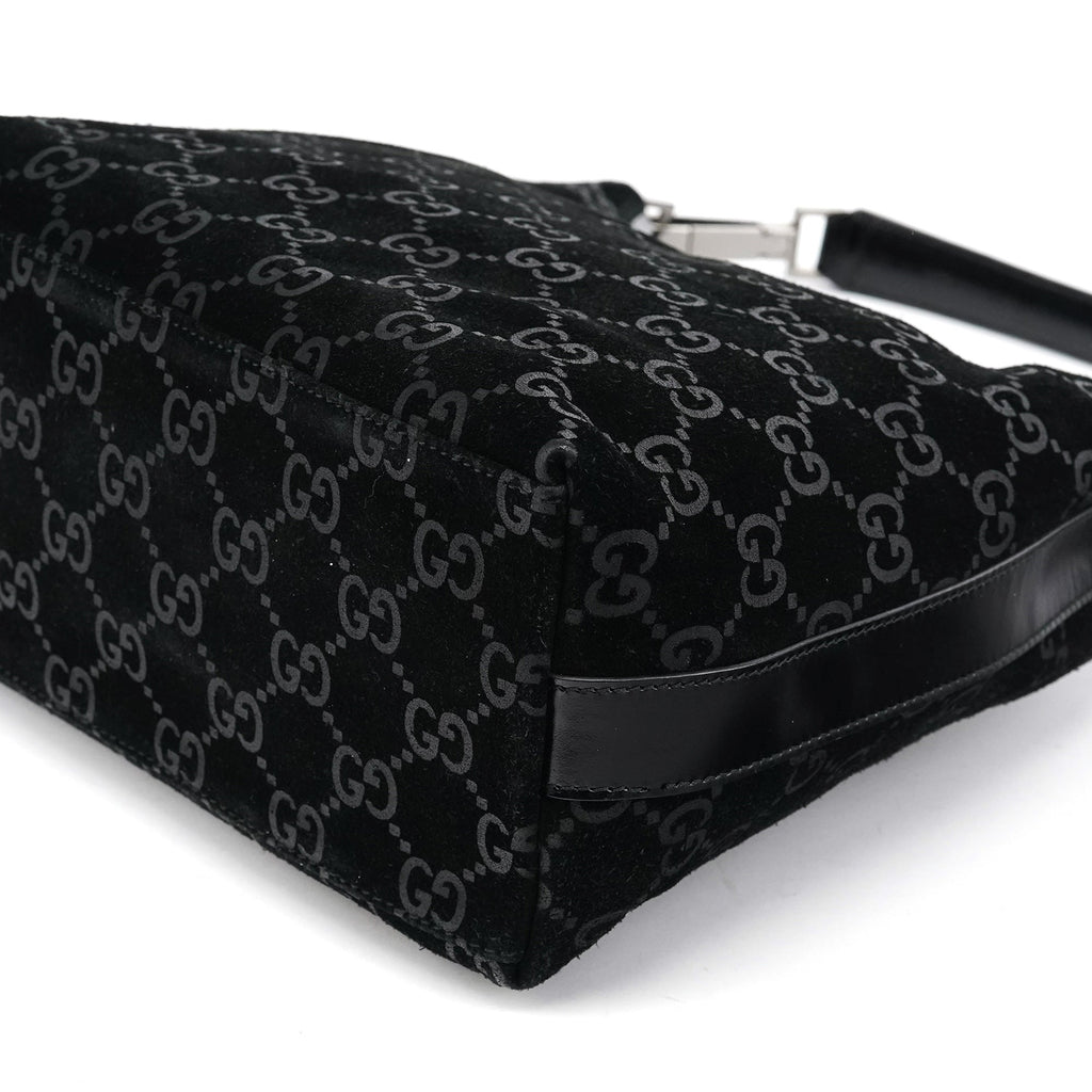 1997 Black GG Suede Shoulder Bag