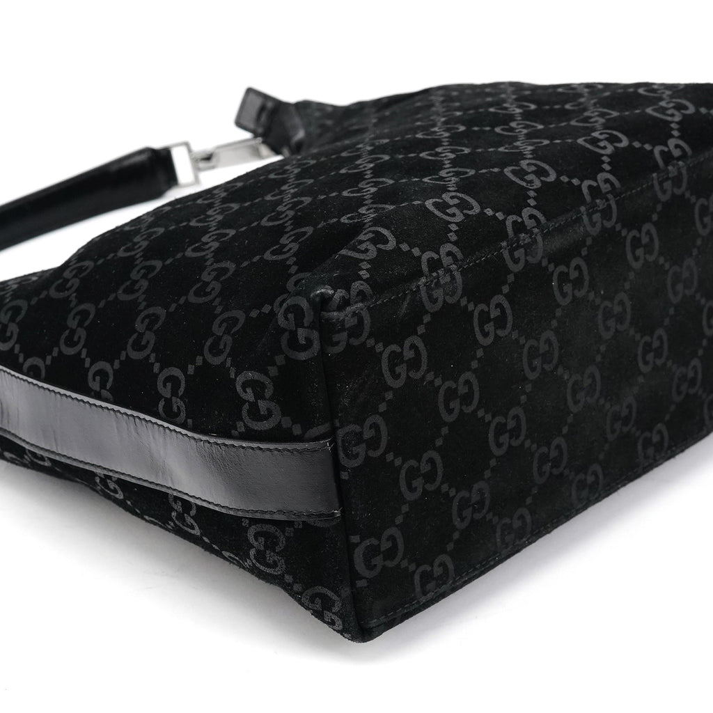 1997 Black GG Suede Shoulder Bag