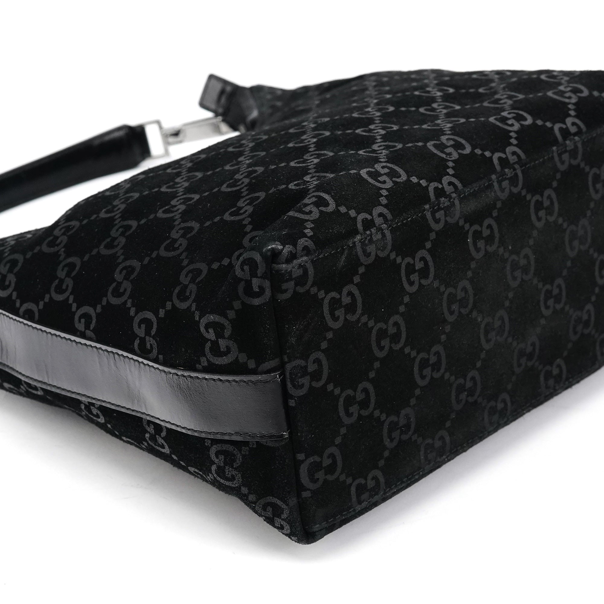 1997 Black GG Suede Shoulder Bag