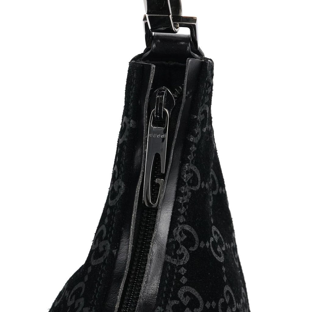 1997 Black GG Suede Shoulder Bag