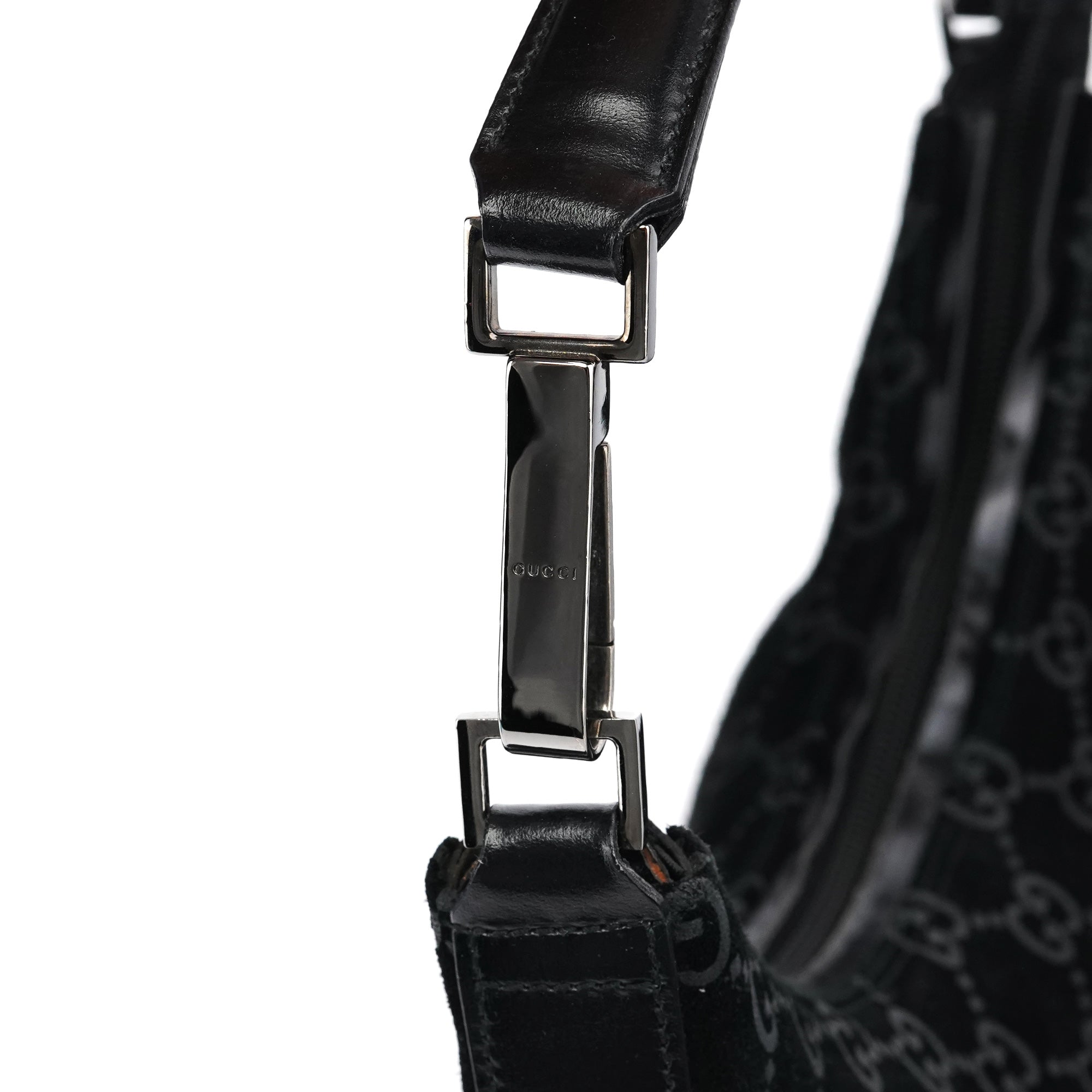 1997 Black GG Suede Shoulder Bag