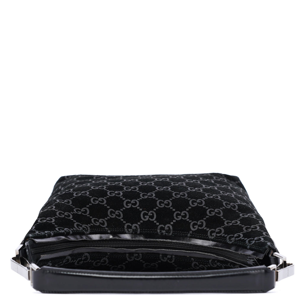 1997 Black GG Suede Shoulder Bag